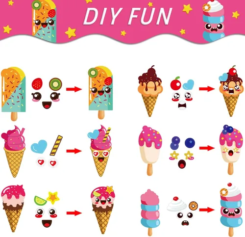 Miniatura 3 de 30 Paquetes de Kits de Manualidades de Helado de Verano para Niños Dulces Conjunto de Manualidades de Arte con Calcomanías DIY para Educación
