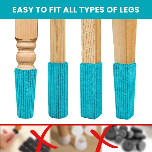 Miniatura 6 de 16 Piezas Protectores de Calcetines para Patas de Silla Premium Color Verde Aguamarina para Suelos de Madera Dura - No se Caen Fácilmente - Muy