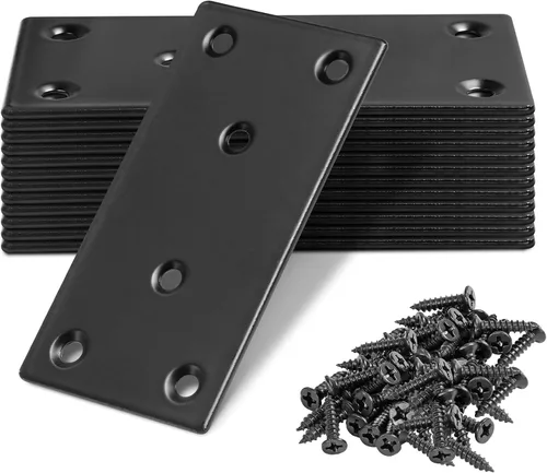 Miniatura 17 de Soporte plano de 1.575 x 0.630 x 0.079 in, soporte recto de acero inoxidable, soporte recto de metal, soporte recto negro, placa de unión