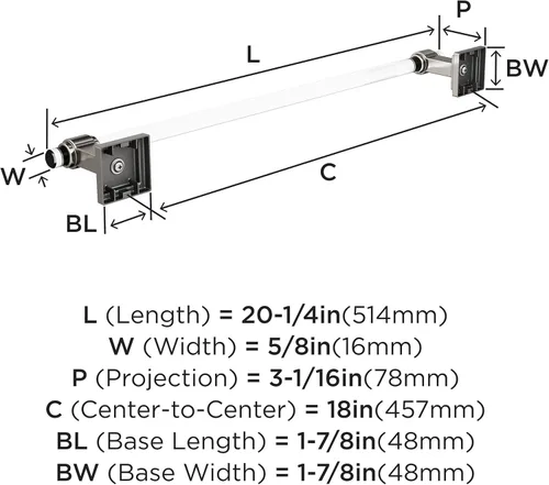 Miniatura 6 de Amerock BH36063CG10 Barra de Toalla Transparente/Níquel Cepillado Toallero de 457 mm Glacio Portarrollos de Baño Accesorios de Baño