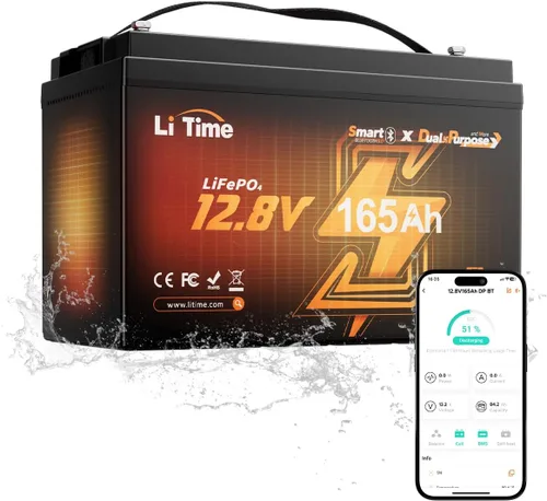 Miniatura 21 de Litime Batería LiFePO4 para motores de trolling de 12V 100Ah (Grupo 31), baterías de litio Bluetooth de 12 voltios, máx. 15000 ciclos profundos
