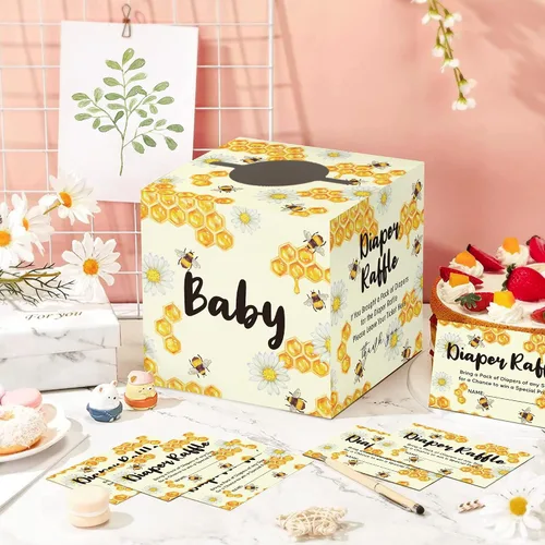 Miniatura 5 de Adivina cuántos panales juego para baby shower, 50 cuántas tarjetas y 1 caja, divertidas ideas de juegos de baby shower para niños o niñas