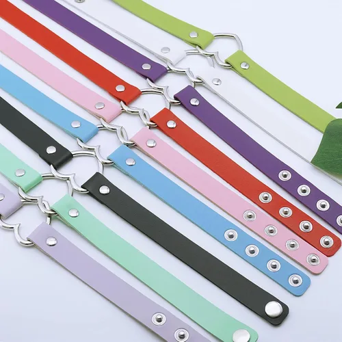 Miniatura 5 de ETHOON Gargantilla ajustable de piel con corazón estilo punk estilo gótico collar suave con cadena para mujeres y niñas
