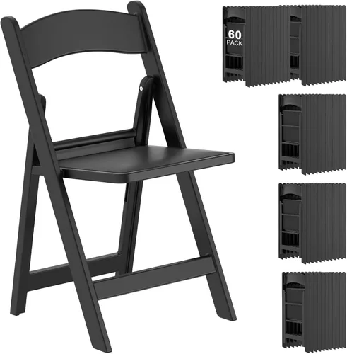 Miniatura 11 de Paquete de 4 sillas plegables de resina, sillas plegables de capacidad de peso de 650 libras con asientos acolchados, silla plegable ligera