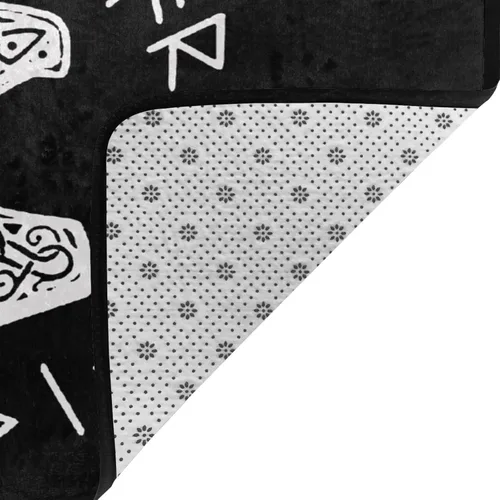 Miniatura 4 de Vikings Mjolnir and Rune Wheel - Alfombra de área con símbolo de mitología nórdica, sala de estar, dormitorio, cocina, sofá, mesita de noche, 36 x