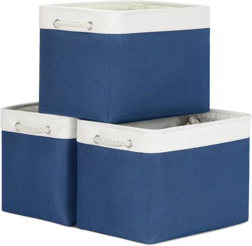 Miniatura 48 de Bidtakay Cestas de almacenamiento de tela con asas [paquete de 2] organizador de lona grande de 16 x 11.8 x 11.8 pulgadas, canastas altas plegables