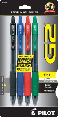 Miniatura 6 de Bolígrafos Pilot G2 Premium de Gel, punta fina de 0.7 mm, bolígrafos de tinta azul de punta fina, paquete de 4 - Ideal para la escuela, para llevar