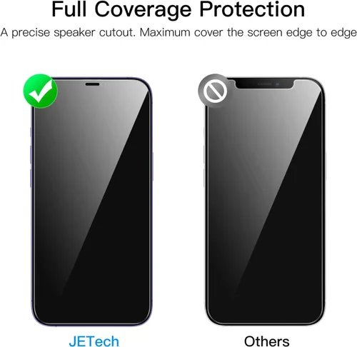Miniatura 4 de JETech Protector de pantalla de cobertura completa de privacidad para iPhone 12 Pro Max de 6.7 pulgadas, película de vidrio templado antiespía