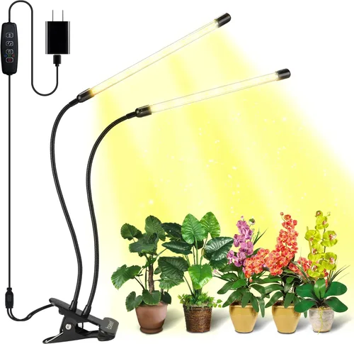 bseah Luces de cultivo para plantas de interior, lámpara de cultivo de plantas de espectro completo, 10 niveles regulables, encendido y apagado
