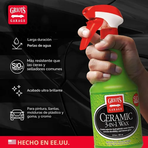 Miniatura 3 de Cera de 3 en 1 de cerámica de Griots Garage, aerosol SiO2 para coches, camiones y caravanas, proporciona protección y formación de gotas de agua