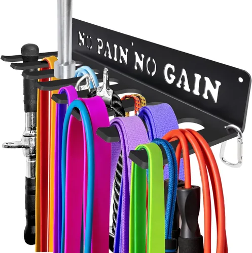 Gimnasio Home Rack 8 ganchos organizador de pared resistente equipo de entrenamiento multiuso almacenamiento para bandas de resistencia, cuerdas de