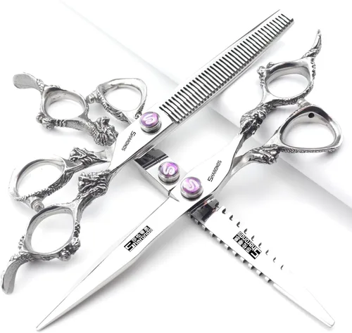 Tijeras profesionales de peluquería de 7 pulgadas, 7.5 pulgadas, 8 pulgadas, 9 pulgadas, tijeras de dragón para corte de pelo (7 pulgadas, 3 piezas)