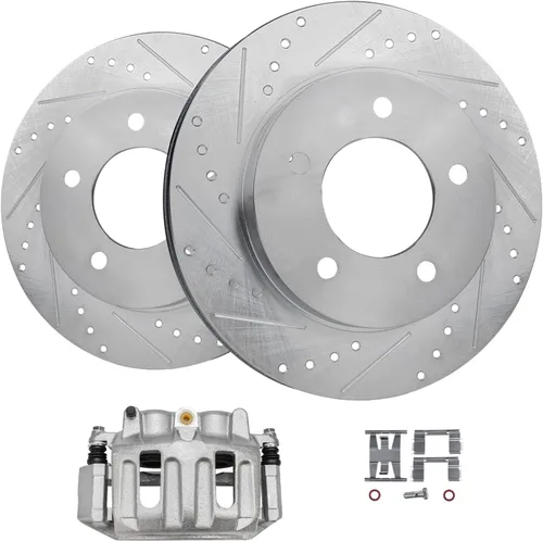 Miniatura 18 de Detroit Axle - Rotores de freno delanteros perforados y ranurados + repuesto de pinza de freno lateral del conductor para Honda Odyssey Acura MDX