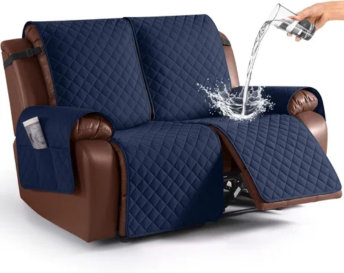 Miniatura 30 de KinCam Funda impermeable para sofá biplaza reclinable, fundas antideslizantes para sofá reclinable de 2 asientos, funda de sofá reclinable