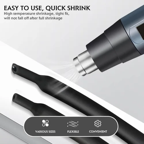 Miniatura 6 de Tubo termorretráctil negro 3:1 de doble pared con adhesivo marino forrado con pegamento impermeable para cables, protectores de cables, conectores