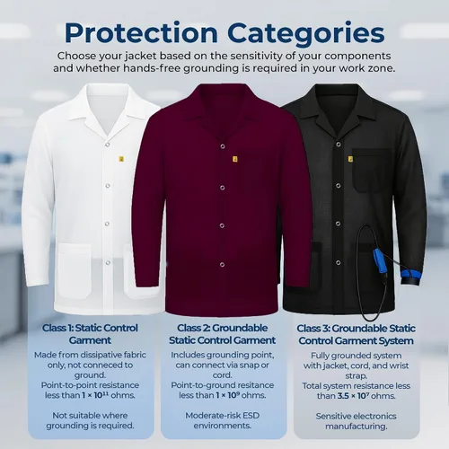 Miniatura 4 de ESD Jacket with Snap Cuff - Level 3 Certified Anti-Static Smock - Lightweight Protective Workwear for Electronics & Labs