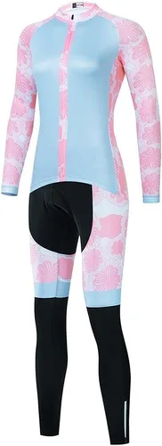 Miniatura 6 de Conjunto de ropa de ciclismo para mujer, camisa de manga larga, camiseta de ciclismo con gel 20D acolchado