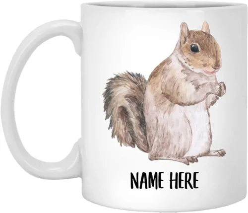 Funny Squirrels Vintage - Taza de café con nombre personalizado para Navidad, 2025, color blanco, 11 onzas