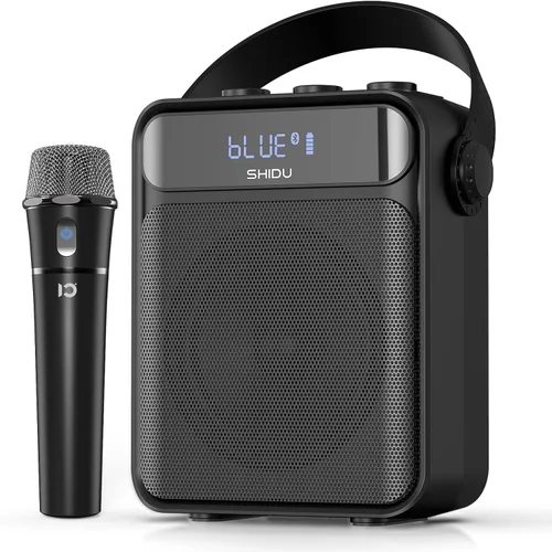 SHIDU Amplificador de voz de 40 W con micrófono inalámbrico de mano, amplificador de voz inalámbrico para profesor, amplificador de potencia Negro
