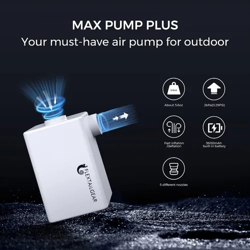 Miniatura 3 de FLEXTAILGEAR Bomba de aire portátil, bomba de colchón de aire eléctrica, bomba de aire para campamento con batería recargable de 3600 mAh, Blanco