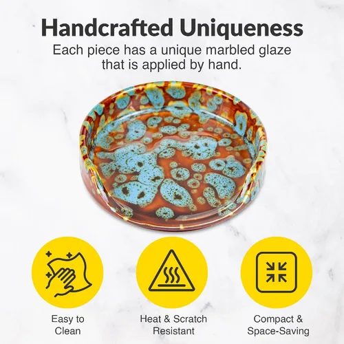 Miniatura 2 de Soporte de cuchara de cerámica para encimera de cocina y estufa (turquesa mármol)