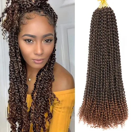 Miniatura 62 de Cabello Passion Twist de 30 pulgadas, cabello rubio de ondas de agua con ganchillo para mujeres, cabello rubio Passion Twist de ganchillo largo 27#