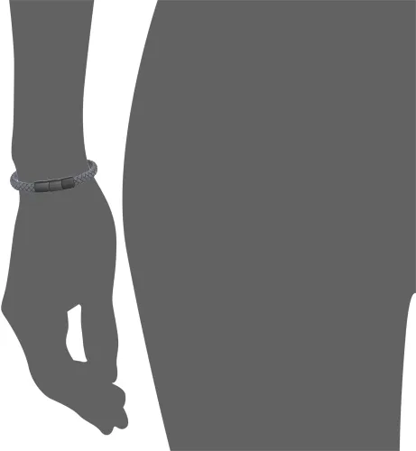Miniatura 6 de Geoffrey Beene Pulsera trenzada de cuero genuino para hombre con cierre de acero inoxidable