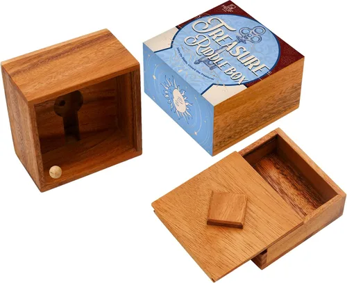 BSIRI Caja de acertijos del tesoro, caja secreta, rompecabezas de madera con compartimentos ocultos, caja de joyería misteriosa ideal con cerradura