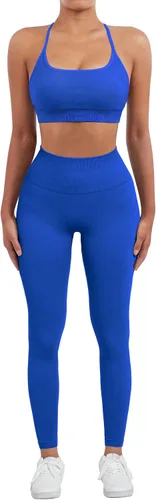 Miniatura 4 de SUUKSESS Conjuntos de entrenamiento sin costuras para mujer, sujetador deportivo con tiras y cintura alta, pantalones cortos