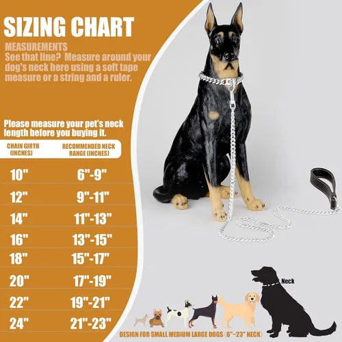 Miniatura 6 de Collar de cadena para perro, collar de acero inoxidable resistente de 0.394 pulgadas con eslabones cubanos, cadena de metal para perro con hebilla a