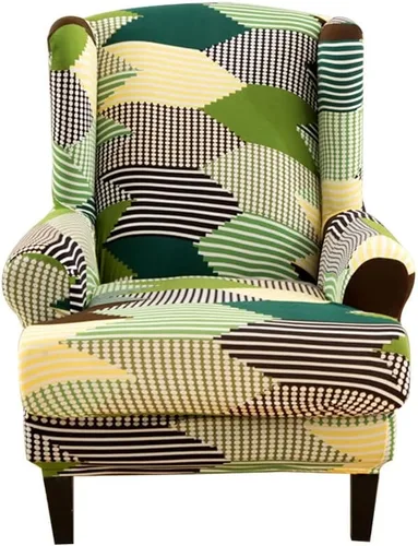 Miniatura 14 de Fundas para silla Wingback, 2 piezas, estilo americano, fundas elásticas para sillón de ala con parte inferior elástica, protector de muebles