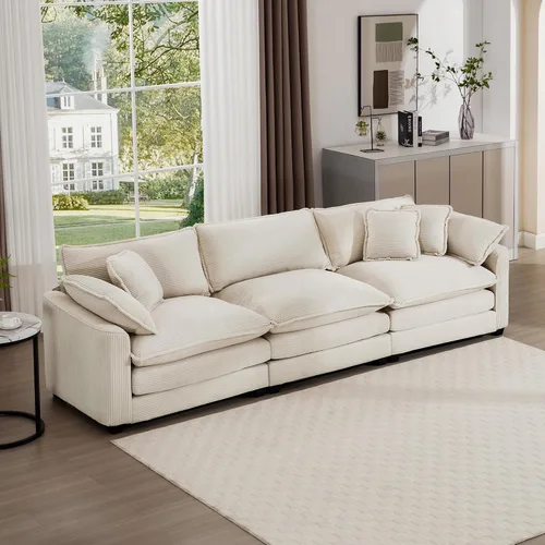 Miniatura 45 de Aoowow Sofá de dos plazas de pana, modernos sofás de nube de 2 plazas para sala de estar, sofás modulares de nube seccionales con asiento profundo
