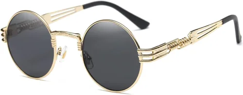 Dollger Gafas de sol redondas Steampunk con marco de metal