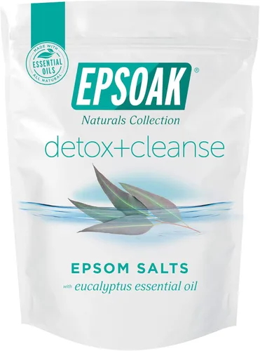 Epsoak Sal de Epsom de 2 libras USP sulfato de magnesio con desintoxicación + aroma de limpieza resellable, bolsa de sal de Epsom fabricada en los
