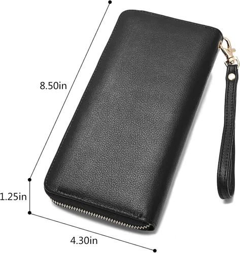 Miniatura 3 de WOZEAH - Cartera de piel sintética con cremallera y bloqueo RFID para mujer, ideal para viajar