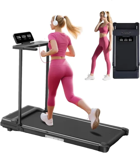 Walking Pad with Handle Bar, 3.5HP Electric Portable Walking Pad Treadmill with Handles, 0.6-10MPH Running Treadmill with Handles for Home Small,