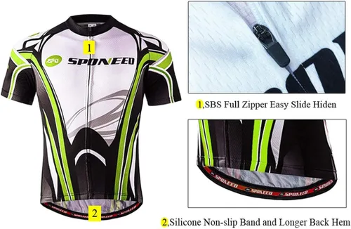 Miniatura 3 de sponeed - Jerséis de ciclismo para hombre, tops, camisas de ciclismo, manga corta, atuendo de ciclismo, chaqueta de ciclismo de cierre completo