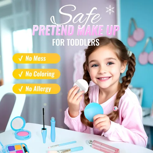 Miniatura 6 de INNOCHEER Maquillaje de Simulación para Niños Pequeños, Maquillaje Falso para Niñas Pequeñas, Juego de Maquillaje de Frozen para Niñas, Regalos