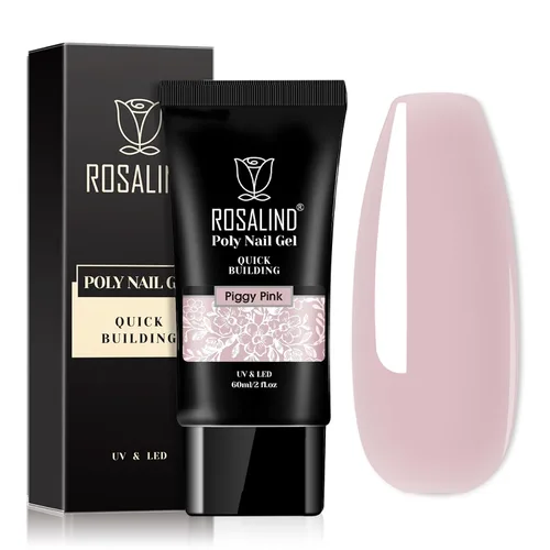 Miniatura 10 de ROSALIND Pink Poly Gel de uñas de 2 onzas, gel de extensión de polietileno nude para uñas natural constructor de uñas, gel rosa, extensión