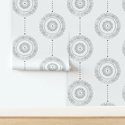 Miniatura 4 de Muestra de papel tapiz extraíble – Boho Geométrico Acuarela Círculos Abstracto Neutral Personalizado pre-pegado Papel pintado por Spoonflower