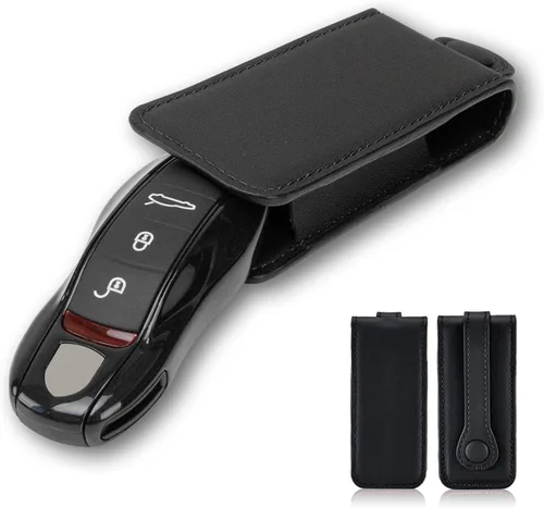 Miniatura 7 de AeroBon Funda de Cuero Genuino para Llaves Bolsa de Cuero para Llaves Compatible con Llavero Porsche (Beige)