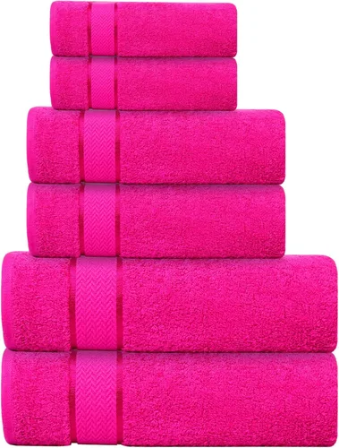 Miniatura 12 de Juego de toallas de baño - 100% algodón - 2 toallas de baño, 2 toallas de mano y 2 paños - Grandes, secado rápido, absorbentes, suaves, lujosas