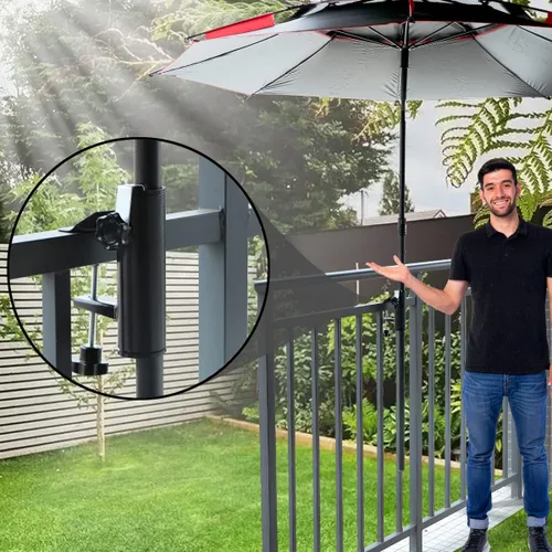 Miniatura 5 de weallbuy Soporte de abrazadera para sombrilla de patio al aire libre, soporte para sombrilla de terraza, soporte para sombrilla de patio para silla