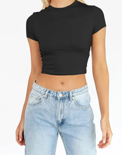 Miniatura 8 de TECREW Camisetas cortas de manga corta para mujer, estilo casual, básicas, cuello redondo, ajustadas, para verano