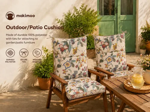 Miniatura 4 de Juego de 4 cojines para sillas de comedor al aire libre, cómodos cojines para asientos de patio, 44 x 21 x 4.5 pulgadas, ribete individual