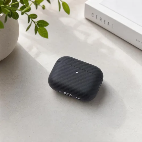 Miniatura 7 de DEFF Funda para AirPods Pro 3 (2025) - Funda protectora de fibra de aramida Dupont auténtica, ultra fina de 0.026 in y piel minimalista ligera
