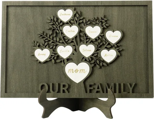 Miniatura 16 de Regalos para mamá, marco de árbol genealógico personalizado, placas de madera, recuerdos de genealogía, decoración del día de la madre, día del EL