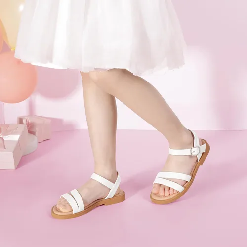 Miniatura 2 de PANDANINJIA Mona - Sandalias planas para niñas pequeñas y pequeñas para niños, bonitas sandalias de vestir con punta abierta, zapatos de verano