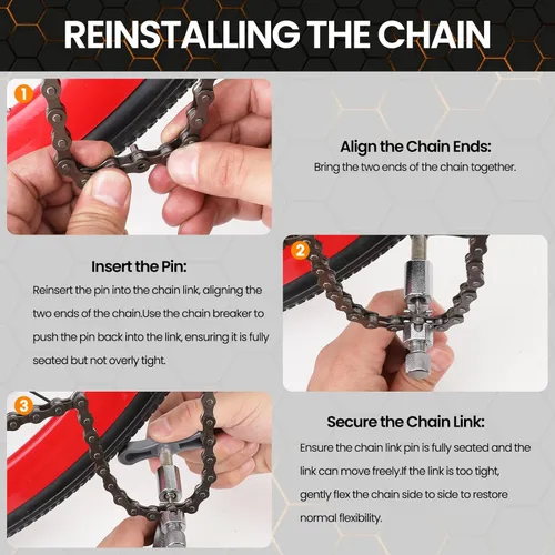 Miniatura 6 de Conjunto de herramientas de reparación de cadena de bicicleta Oumers, herramienta de rotura de cadena de bicicleta, alicates de eslabón maestro, Gris