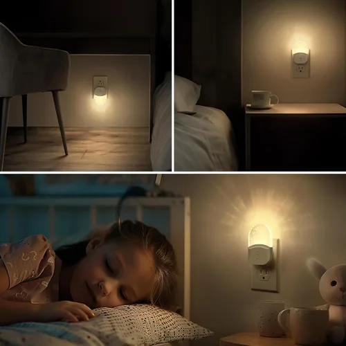 Miniatura 6 de Briignite Luz Nocturna LED, Luces Nocturnas que se Enchufan a la Pared, Luz Nocturna para Niños, Paquete de 2 Unidades, Luz Nocturna Amarilla Ámbar